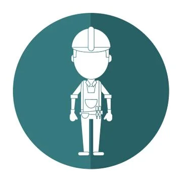 Construction man with tool belt gloves shadow Stock Illustration