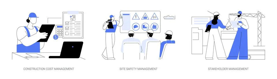 Construction management abstract concept vector illustrations. Stock Illustration