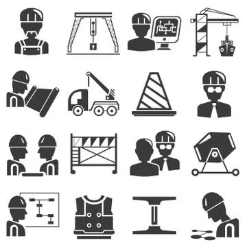 Construction management icons Stock Illustration