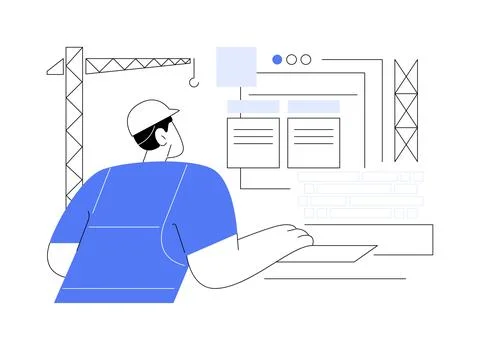 Construction management software abstract concept vector illustration. イラスト素材