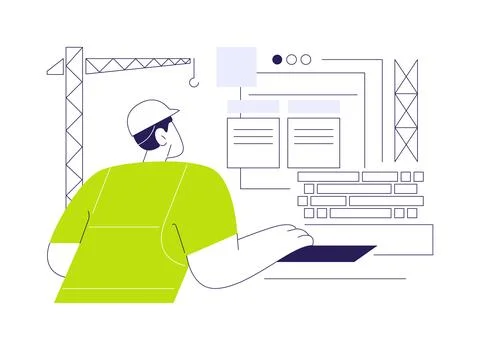 Construction management software abstract concept vector illustration. イラスト素材