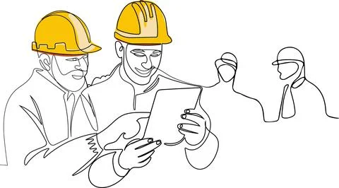 Construction manager and engineer working Stock Illustration