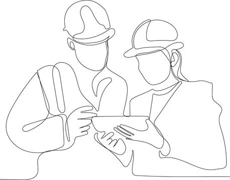 Construction manager and engineer working Stock Illustration