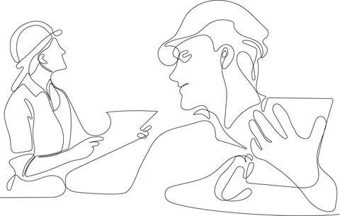 Construction manager and engineer working Stock Illustration