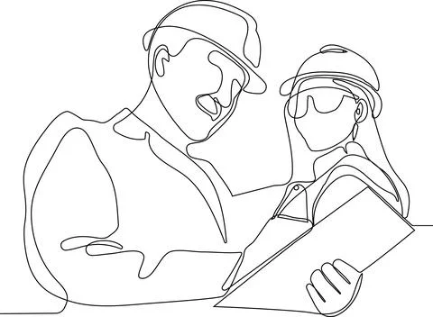 Construction manager and engineer working Stock Illustration
