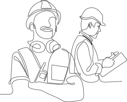 Construction manager and engineer working Stock Illustration