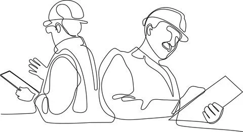 Construction manager and engineer working Stock Illustration