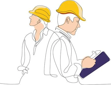 Construction manager and engineer working Stock Illustration