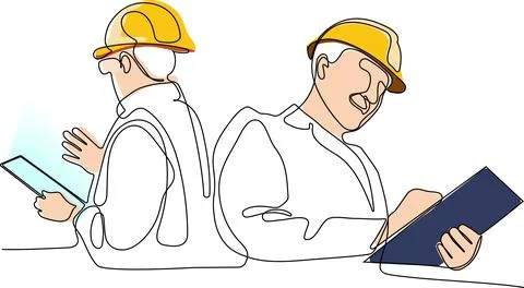 Construction manager and engineer working Stock Illustration