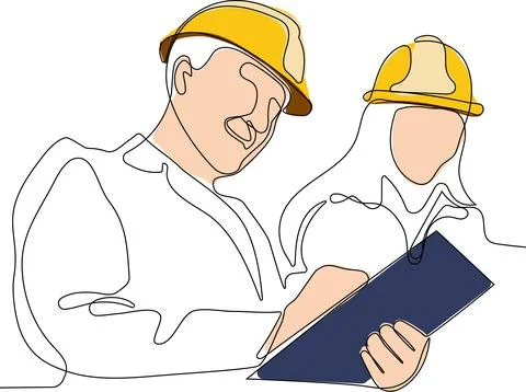 Construction manager and engineer working Stock Illustration