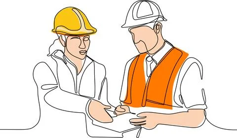 Construction manager and engineer working Stock Illustration