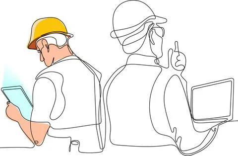 Construction manager and engineer working Stock Illustration