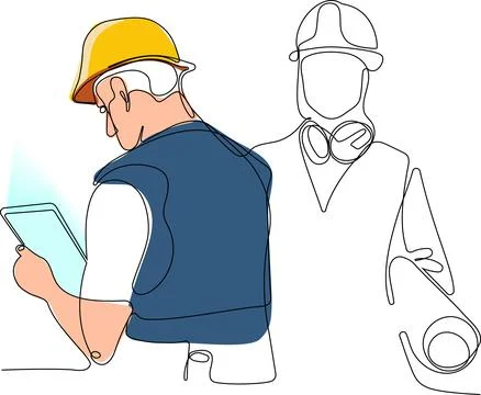 Construction manager and engineer working Stock Illustration