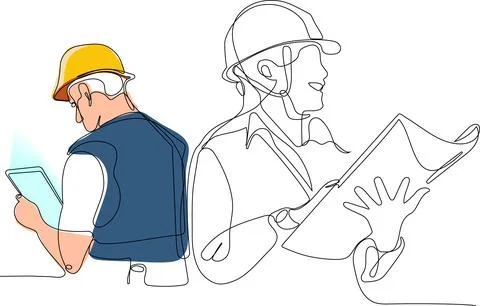 Construction manager and engineer working Stock Illustration