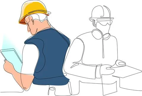 Construction manager and engineer working Stock Illustration