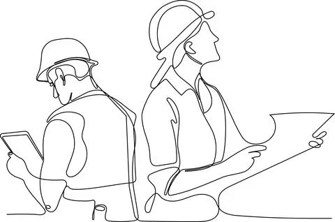 Construction manager and engineer working Stock Illustration