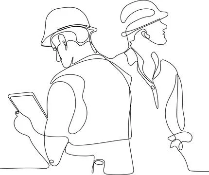 Construction manager and engineer working Stock Illustration