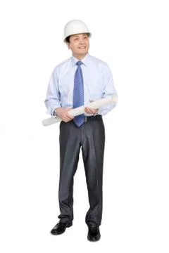 Construction manager in hard hat Stock Photos