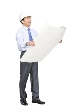 Construction manager in hard hat Stock Photos