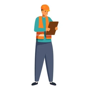 Construction manager holding clipboard checking building progress Ilustración de archivo