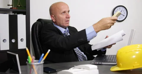 Construction Manager Interior Office Sweat Switch on Air Conditioning Equipment Stock Footage 51864965