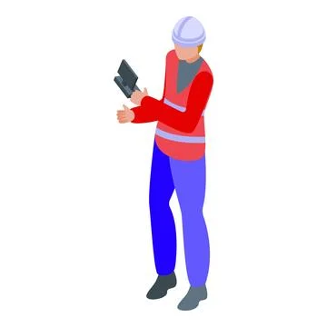 Construction manager using a tablet and gesturing during work on site Stock Illustration