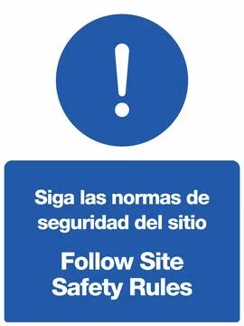 Construction Mandatory Safety Signage Set in English and Spanish 스톡 일러스트