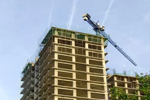Construction of many storeyed building Stock Photos