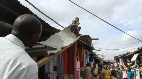 Construction of a Market, African, Africa, Sudan Stock Footage
