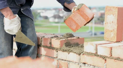 Construction mason worker bricklayer Stock Footage 34637874