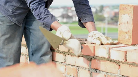 Construction mason worker bricklayer Video stock 34638065