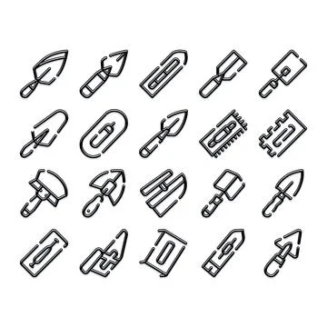 Construction masonry trowel and hand tool icons Stock Illustration