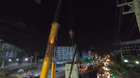 Construction of mass transit system (skytrain) on the road in Bangkok Stock-Footage 107000539