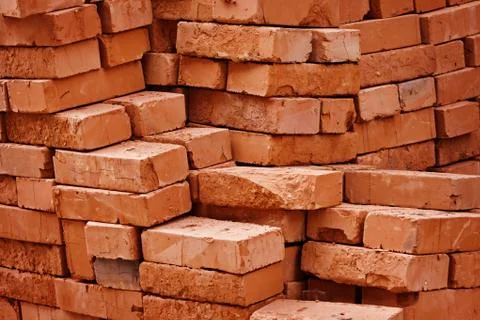 Construction material - stack of bricks Stock Photos