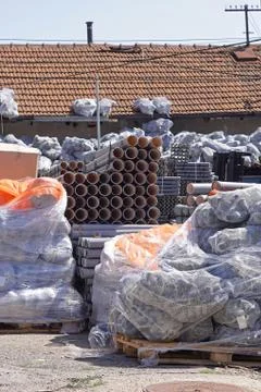 Construction material storage Stock Photos