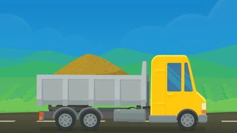 Construction Material Transport Logistics and Heavy Industry Freight Stock Footage 343834451