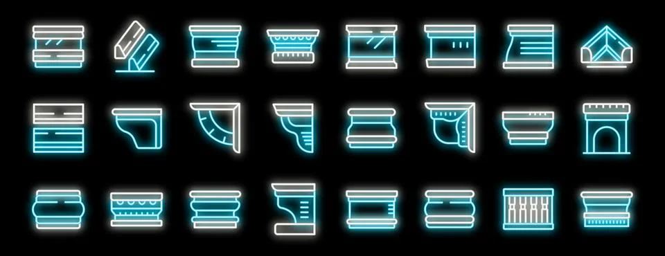 Construction materials and architectural elements, neon icons representing .. 스톡 일러스트