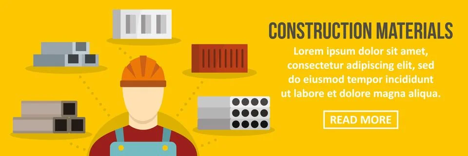 Construction materials banner horizontal concept Stock Illustration