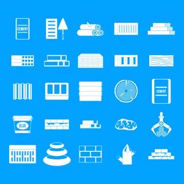 Construction materials icon blue set vector Stock Illustration