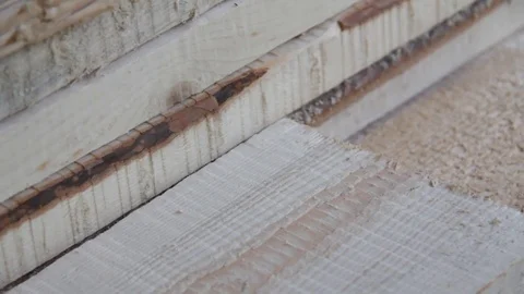 Construction Materials. New pine boards and a measuring tape measure Video stock 77198135