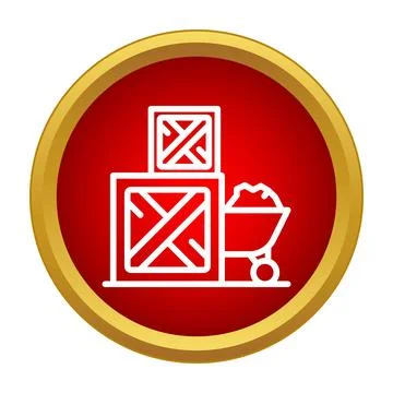 Construction materials supply with crates and wheelbarrow icon イラスト素材