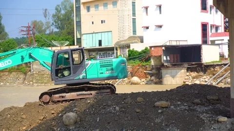 Construction materials washed away by flood in India Stock Footage 321039345