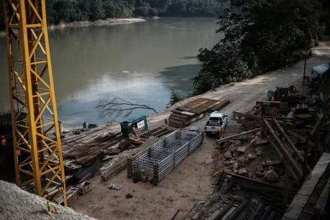 Construction Mayan Train in Boca del Cerro, Tabasco, Mexico Stock Photos