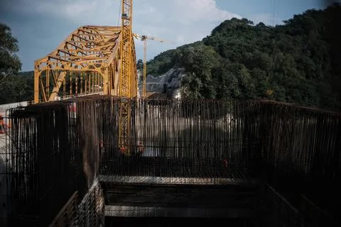 Construction Mayan Train in Boca del Cerro, Tabasco, Mexico Stock Photos