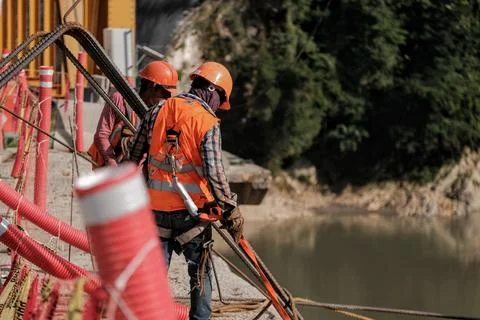 Construction Mayan Train in Boca del Cerro, Tabasco, Mexico Stock Photos