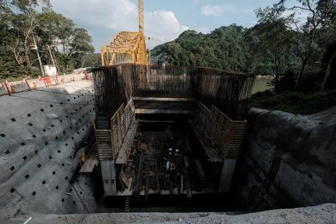 Construction Mayan Train in Boca del Cerro, Tabasco, Mexico Stock Photos