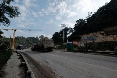Construction Mayan Train in Boca del Cerro, Tabasco, Mexico Stock Photos