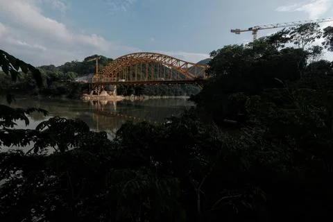 Construction Mayan Train in Boca del Cerro, Tabasco, Mexico Stock Photos