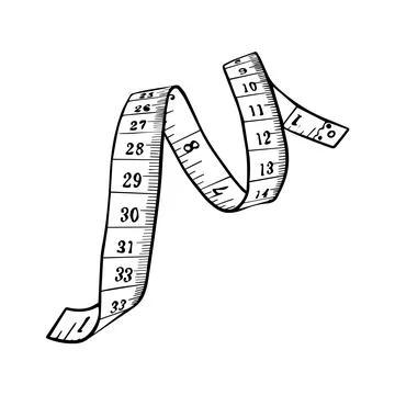Construction measurement, measuring tape tool icon in flat black line style, Stock Illustration