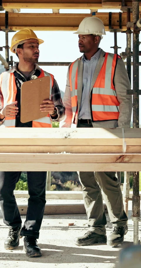 Construction, men and site inspection with checklist for quality control, track Stock Footage 336230047